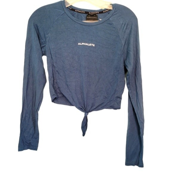 Alphalete Aspire Tie Crop Top in Teal Size Medium - Picture 2 of 6